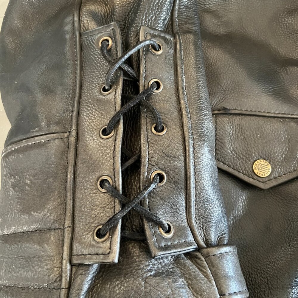 Leather Jacket, Harley Davidson Motorcycle, Fox Creek Leather Jacket - Picture 4 of 12